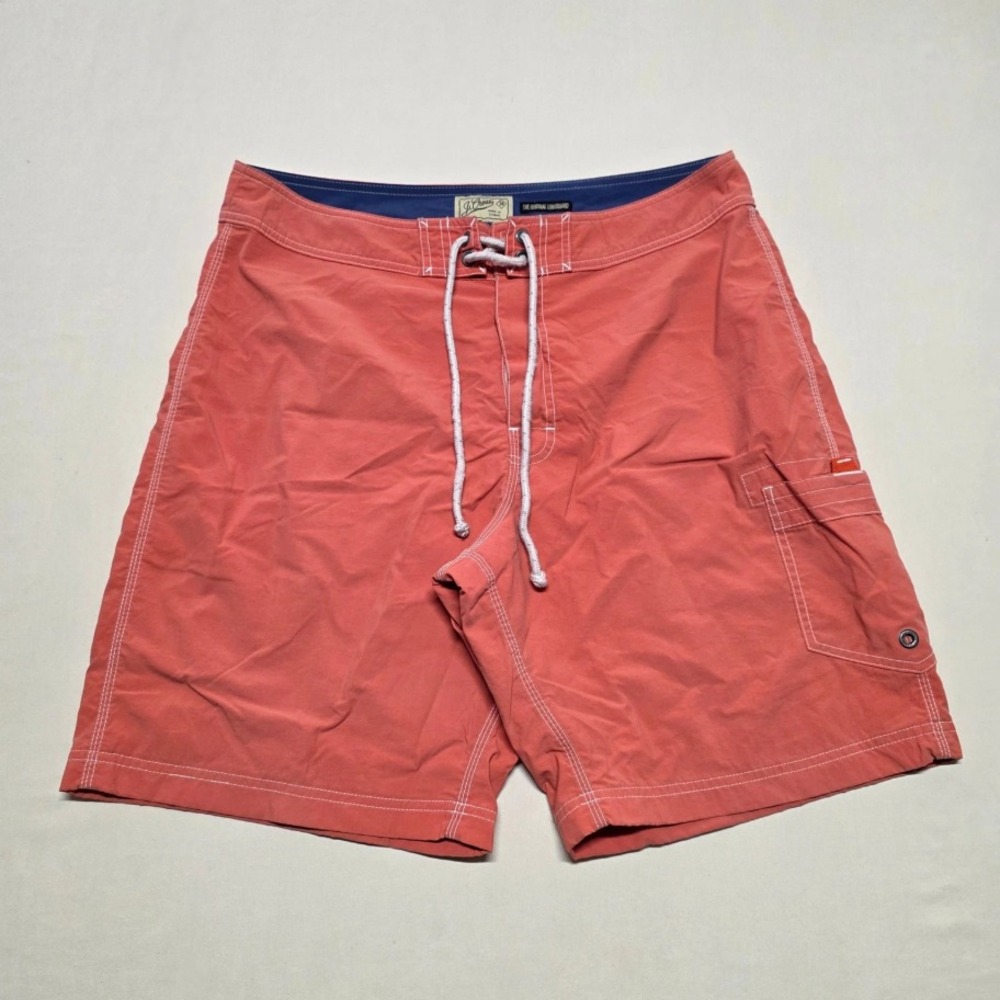 J.Crew Men 34 The Original Longboard Swim Board Shorts Salmon Drawstring Cargo